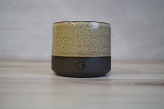 Handmade Ceramic Candle - Dark Brown Clay / White Glaze