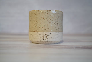 Handmade Ceramic Candle - White Speckled Clay / White Glaze
