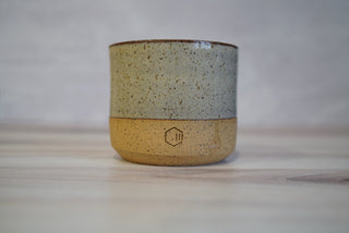 Handmade Ceramic Candle - Light Brown Clay / White Glaze