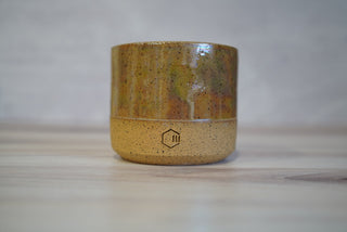 Handmade Ceramic Candle - Light Brown Clay / Mother Of Pearl Glaze