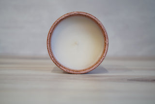 Handmade Ceramic Candle - Light Brown Clay / Valentines Glaze