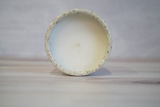 Handmade Ceramic Candle - White Speckled Clay / Mother Of Pearl Glaze