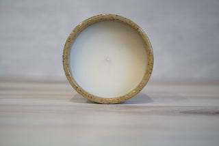 Handmade Ceramic Candle - Light Brown Clay / Mother Of Pearl Glaze