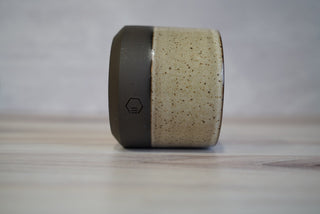 Handmade Ceramic Candle - Dark Brown Clay / White Glaze