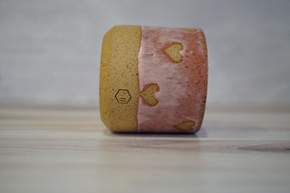 Handmade Ceramic Candle - Light Brown Clay / Valentines Glaze