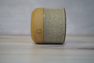 Handmade Ceramic Candle - Light Brown Clay / White Glaze