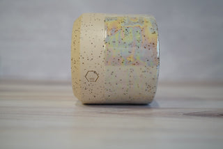 Handmade Ceramic Candle - White Speckled Clay / Mother Of Pearl Glaze