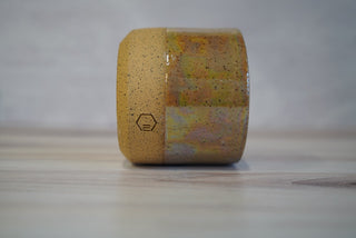 Handmade Ceramic Candle - Light Brown Clay / Mother Of Pearl Glaze