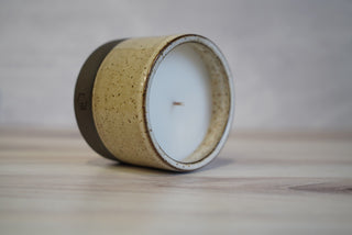 Handmade Ceramic Candle - Dark Brown Clay / White Glaze