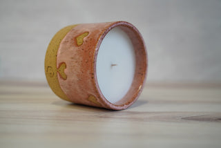 Handmade Ceramic Candle - Light Brown Clay / Valentines Glaze