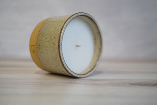 Handmade Ceramic Candle - Light Brown Clay / White Glaze