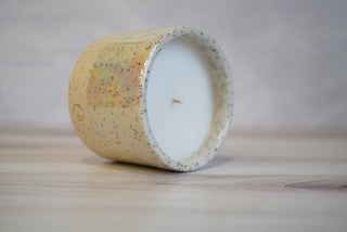 Handmade Ceramic Candle - White Speckled Clay / Mother Of Pearl Glaze