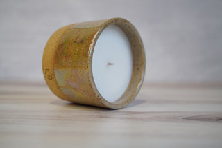 Handmade Ceramic Candle - Light Brown Clay / Mother Of Pearl Glaze